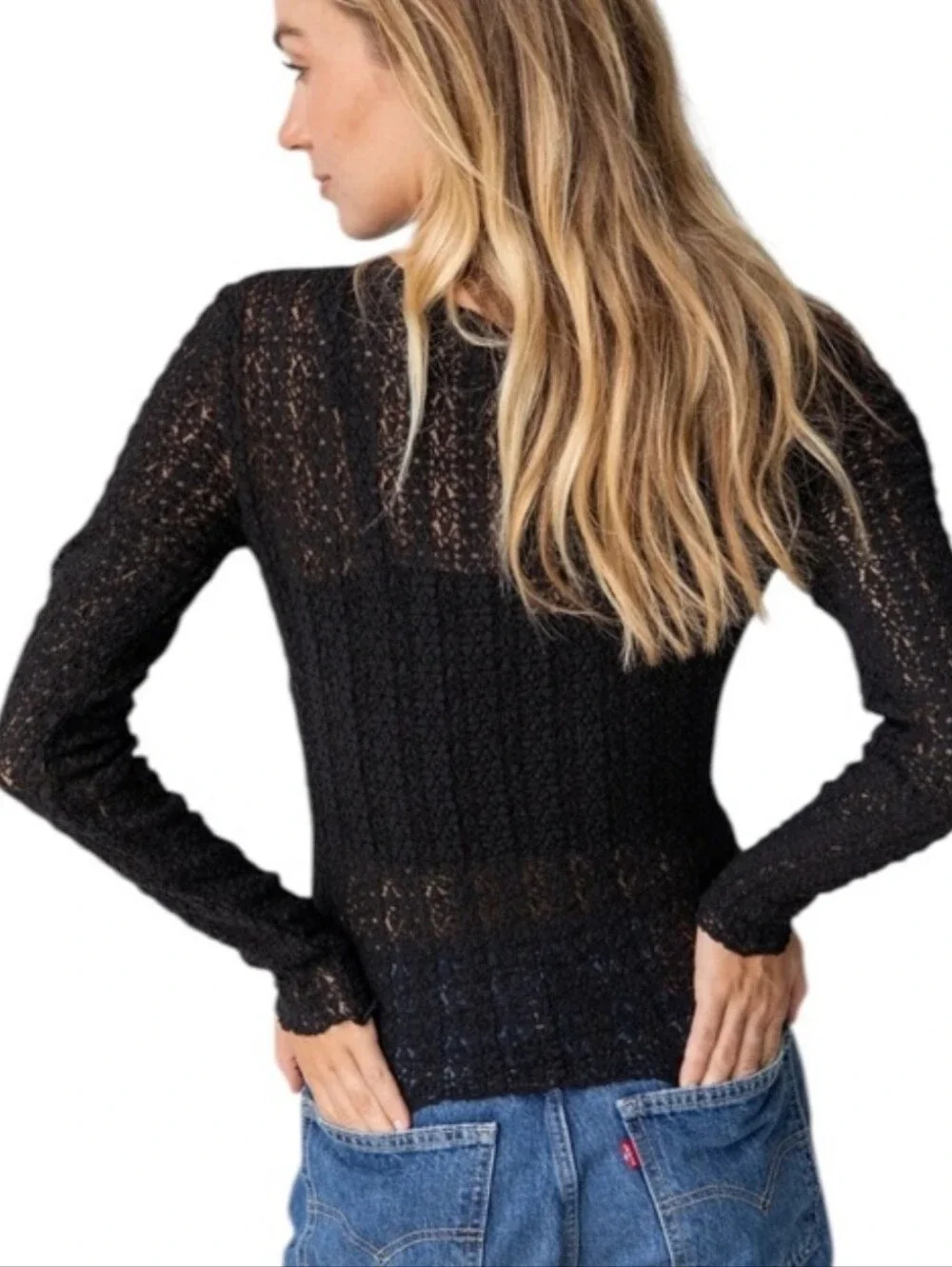 Natural Life Lace Layering Black Top Size XXL